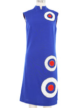 Mr. Blackwell Mod Blue Knit Embellished Dot Applique Dress Dress arcadeshops.com