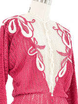 Raspberry Peplum Crochet Cardigan Jacket arcadeshops.com