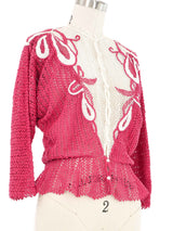 Raspberry Peplum Crochet Cardigan Jacket arcadeshops.com