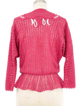 Raspberry Peplum Crochet Cardigan Jacket arcadeshops.com