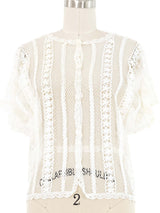 White Crochet Button Front Top Top arcadeshops.com
