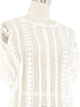 White Crochet Button Front Top Top arcadeshops.com