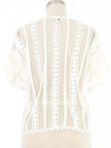White Crochet Button Front Top Top arcadeshops.com