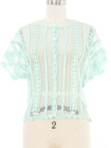 Mint Crochet Button Front Top Top arcadeshops.com