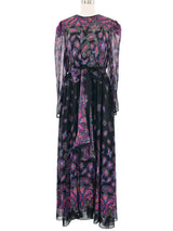 Diane Freis Black Printed Chiffon Maxi Dress Dress arcadeshops.com