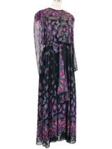 Diane Freis Black Printed Chiffon Maxi Dress Dress arcadeshops.com