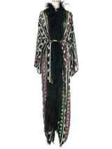 Feather Trimmed Metallic Robe Jacket arcadeshops.com