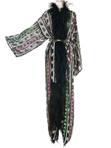 Feather Trimmed Metallic Robe Jacket arcadeshops.com