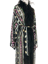 Feather Trimmed Metallic Robe Jacket arcadeshops.com