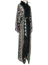 Feather Trimmed Metallic Robe Jacket arcadeshops.com