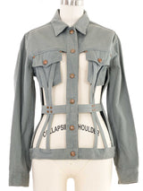 Jean Paul Gaultier Gray Structured Caged Denim Jacket Jacket arcadeshops.com