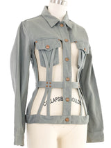 Jean Paul Gaultier Gray Structured Caged Denim Jacket Jacket arcadeshops.com