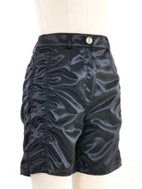 2021 Chanel Ruched Satin Shorts Bottom arcadeshops.com