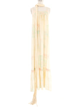 Mary McFadden Watercolor Printed Satin Ruffle Hem Dress Dress arcadeshops.com