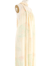 Mary McFadden Watercolor Printed Satin Ruffle Hem Dress Dress arcadeshops.com