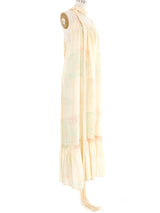 Mary McFadden Watercolor Printed Satin Ruffle Hem Dress Dress arcadeshops.com