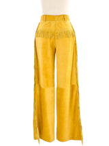 Gianni Versace Yellow Fringe Trimmed Suede Pants Bottom arcadeshops.com