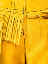 Gianni Versace Yellow Fringe Trimmed Suede Pants Bottom arcadeshops.com