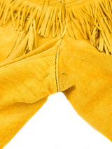 Gianni Versace Yellow Fringe Trimmed Suede Pants Bottom arcadeshops.com