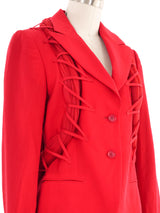2005 Issey Miyake Fete Crimson Woven Chiffon Blazer Jacket arcadeshops.com