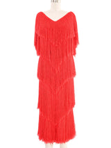 Red Yarn Fringe Knit Dress Dress arcadeshops.com