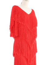 Red Yarn Fringe Knit Dress Dress arcadeshops.com