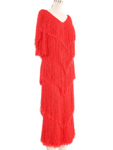 Red Yarn Fringe Knit Dress Dress arcadeshops.com