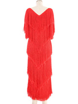 Red Yarn Fringe Knit Dress Dress arcadeshops.com