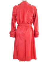 1980s Yves Saint Laurent Red Leather Belted Trench Coat Jacket arcadeshops.com