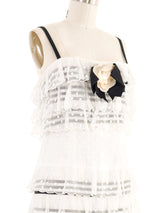 1980s Chanel Striped Ribbon Camellia Dress Dress arcadeshops.com