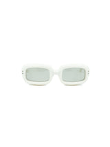 Mod White Rectangular Bubble Frame Sunglasses Accessory arcadeshops.com