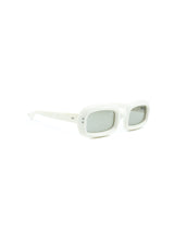 Mod White Rectangular Bubble Frame Sunglasses Accessory arcadeshops.com