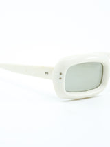 Mod White Rectangular Bubble Frame Sunglasses Accessory arcadeshops.com