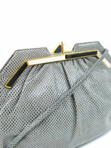Judith Leiber Gray Lizard Art Deco Convertible Clutch Accessory arcadeshops.com