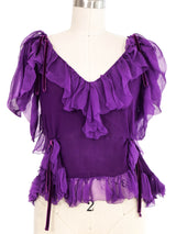 Tom Ford Purple Chiffon Ruffle Top Top arcadeshops.com
