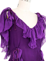 Tom Ford Purple Chiffon Ruffle Top Top arcadeshops.com