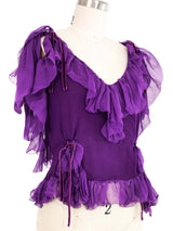 Tom Ford Purple Chiffon Ruffle Top Top arcadeshops.com