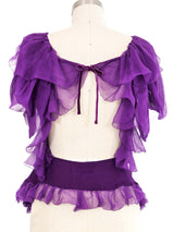 Tom Ford Purple Chiffon Ruffle Top Top arcadeshops.com