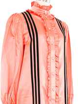 Gucci Adidas Satin Ruffle Shirt Dress Dress arcadeshops.com