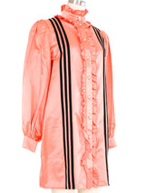 Gucci Adidas Satin Ruffle Shirt Dress Dress arcadeshops.com