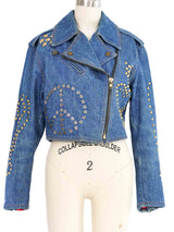 1990s Moschino Studded Denim Motorcycle Jacket Jacket arcadeshops.com