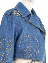 1990s Moschino Studded Denim Motorcycle Jacket Jacket arcadeshops.com
