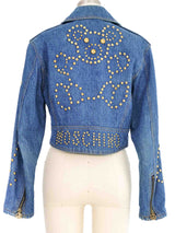 1990s Moschino Studded Denim Motorcycle Jacket Jacket arcadeshops.com
