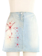 Versace Starfish Print Denim Mini Skirt Bottom arcadeshops.com
