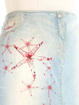 Versace Starfish Print Denim Mini Skirt Bottom arcadeshops.com