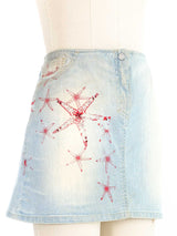 Versace Starfish Print Denim Mini Skirt Bottom arcadeshops.com