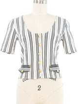 Moschino Striped Button Top Top arcadeshops.com