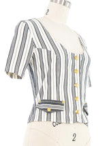 Moschino Striped Button Top Top arcadeshops.com