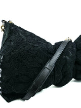 Valentino Black Lace Bow Bag Accessory arcadeshops.com