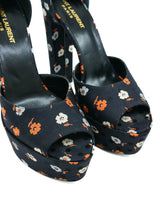 Saint Laurent Floral Satin Jodie Platform Heels, 39 Accessory arcadeshops.com